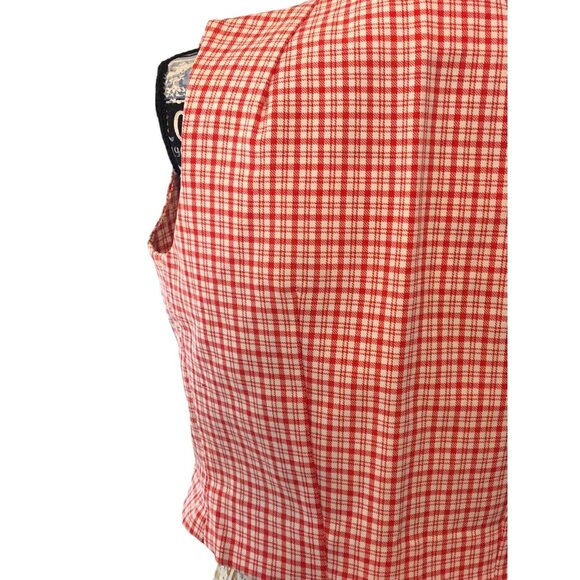 Vintage Style Handmade Tapered Darted Red White Striped Plaid Vest MEASUREMENTS - Picture 15 of 16